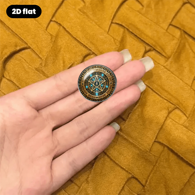 Vintage Golden Pentagram Magic Array Brooch, Elegant Badge